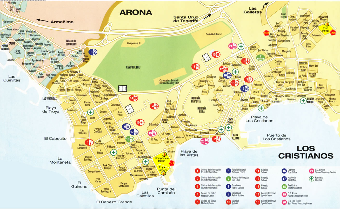 Map Of Tenerife South | Map Of The World